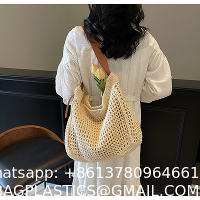 Straw Beach Tote Bag Large Summer Handmade Woven Tote Bag For Women Boho Woven Bags For Summer Vacations Pool Holiday Travel Women Small Straw Bags Summer Beach Tote Bag Handmade Woven Hobo Purse