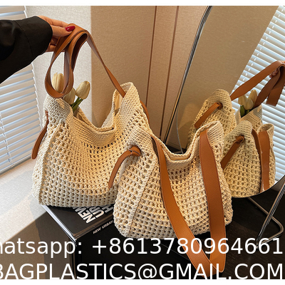 Straw Beach Tote Bag Large Summer Handmade Woven Tote Bag For Women Boho Woven Bags For Summer Vacations Pool Holiday Travel Women Small Straw Bags Summer Beach Tote Bag Handmade Woven Hobo Purse