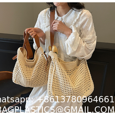 Straw Beach Tote Bag Large Summer Handmade Woven Tote Bag For Women Boho Woven Bags For Summer Vacations Pool Holiday Travel Women Small Straw Bags Summer Beach Tote Bag Handmade Woven Hobo Purse