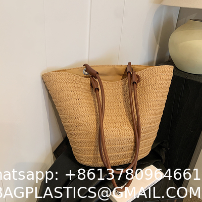Crochet Straw Raffia Tote Bag Handmade Luxury Tote Handbag Beach Bag Handle Raffia Straw Bag Eco-Friendly New Design Crochet Tote Bag