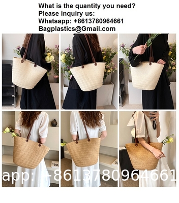 Crochet Straw Raffia Tote Bag Handmade Luxury Tote Handbag Beach Bag Handle Raffia Straw Bag Eco-Friendly New Design Crochet Tote Bag