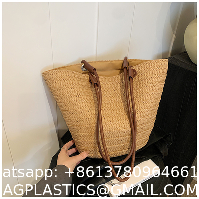Crochet Straw Raffia Tote Bag Handmade Luxury Tote Handbag Beach Bag Handle Raffia Straw Bag Eco-Friendly New Design Crochet Tote Bag