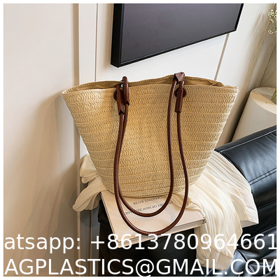 Crochet Straw Raffia Tote Bag Handmade Luxury Tote Handbag Beach Bag Handle Raffia Straw Bag Eco-Friendly New Design Crochet Tote Bag