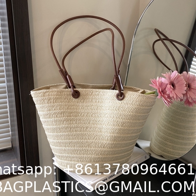 Crochet Straw Raffia Tote Bag Handmade Luxury Tote Handbag Beach Bag Handle Raffia Straw Bag Eco-Friendly New Design Crochet Tote Bag