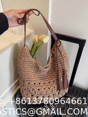 Crochet Tote Bags Summer Beach Bag For Women Vacation Mesh Knit Bag Hippie Bag Woven Knitted Shopping Bag Small Yarn Crochet Storage Bag