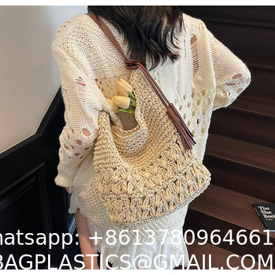 Crochet Tote Bags Summer Beach Bag For Women Vacation Mesh Knit Bag Hippie Bag Woven Knitted Shopping Bag Small Yarn Crochet Storage Bag