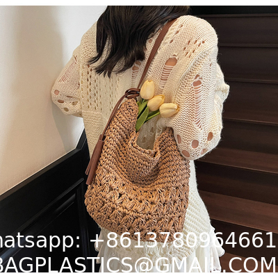 Crochet Tote Bags Summer Beach Bag For Women Vacation Mesh Knit Bag Hippie Bag Woven Knitted Shopping Bag Small Yarn Crochet Storage Bag