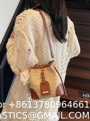 Crochet Raffia Handwoven Large Capacity Tote Bag Women'S Fashionable Handheld Shoulder Straw Bag Versatile Crafted Craft