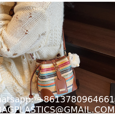 Crochet Raffia Handwoven Large Capacity Tote Bag Women'S Fashionable Handheld Shoulder Straw Bag Versatile Crafted Craft