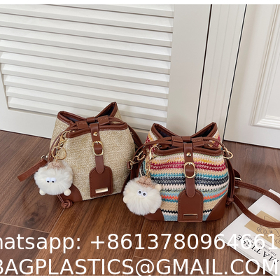 Crochet Raffia Handwoven Large Capacity Tote Bag Women'S Fashionable Handheld Shoulder Straw Bag Versatile Crafted Craft