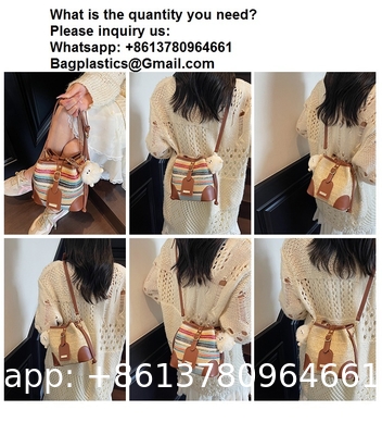 Crochet Raffia Handwoven Large Capacity Tote Bag Women'S Fashionable Handheld Shoulder Straw Bag Versatile Crafted Craft
