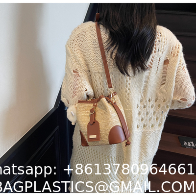 Crochet Raffia Handwoven Large Capacity Tote Bag Women'S Fashionable Handheld Shoulder Straw Bag Versatile Crafted Craft