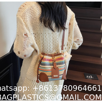 Crochet Raffia Handwoven Large Capacity Tote Bag Women'S Fashionable Handheld Shoulder Straw Bag Versatile Crafted Craft