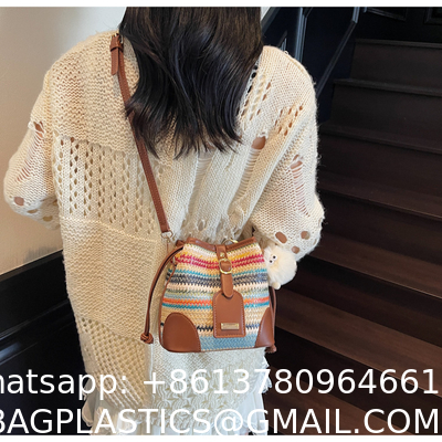 Crochet Raffia Handwoven Large Capacity Tote Bag Women'S Fashionable Handheld Shoulder Straw Bag Versatile Crafted Craft