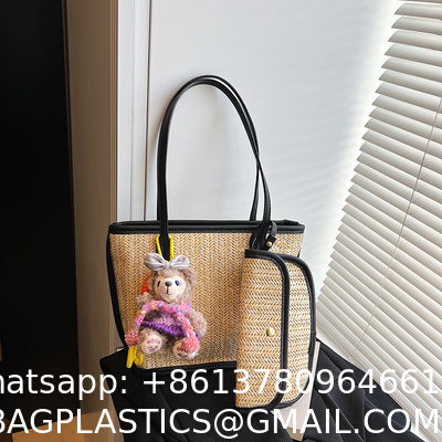 Crochet Raffia Pouch Clutch Stylish Straw Wicker Beach Bag For Summer Weddings Parties Bag Mesh Luxury Women Handmade Handbags Raffia Beach Market Shopping Bag