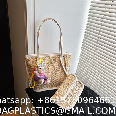 Crochet Raffia Pouch Clutch Stylish Straw Wicker Beach Bag For Summer Weddings Parties Bag Mesh Luxury Women Handmade Handbags Raffia Beach Market Shopping Bag