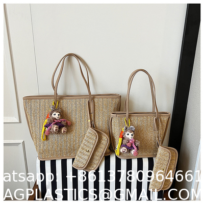 Crochet Raffia Pouch Clutch Stylish Straw Wicker Beach Bag For Summer Weddings Parties Bag Mesh Luxury Women Handmade Handbags Raffia Beach Market Shopping Bag