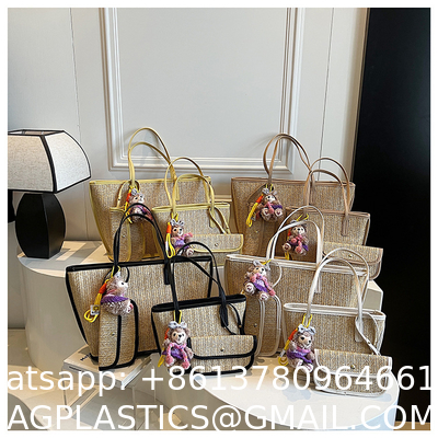 Crochet Raffia Pouch Clutch Stylish Straw Wicker Beach Bag For Summer Weddings Parties Bag Mesh Luxury Women Handmade Handbags Raffia Beach Market Shopping Bag