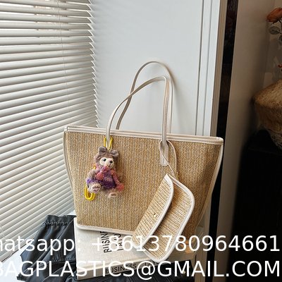 Crochet Raffia Pouch Clutch Stylish Straw Wicker Beach Bag For Summer Weddings Parties Bag Mesh Luxury Women Handmade Handbags Raffia Beach Market Shopping Bag