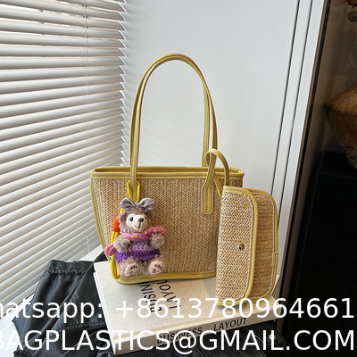Crochet Raffia Pouch Clutch Stylish Straw Wicker Beach Bag For Summer Weddings Parties Bag Mesh Luxury Women Handmade Handbags Raffia Beach Market Shopping Bag