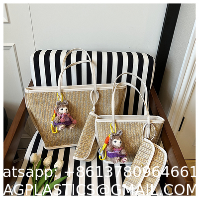 Crochet Raffia Pouch Clutch Stylish Straw Wicker Beach Bag For Summer Weddings Parties Bag Mesh Luxury Women Handmade Handbags Raffia Beach Market Shopping Bag