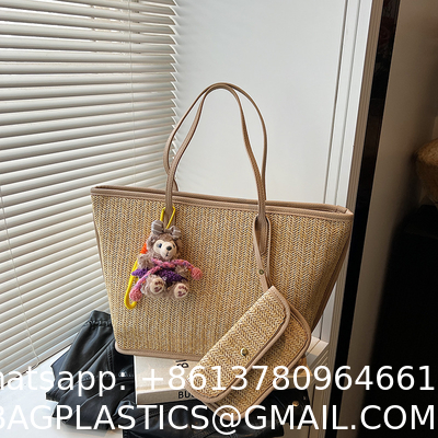 Crochet Raffia Pouch Clutch Stylish Straw Wicker Beach Bag For Summer Weddings Parties Bag Mesh Luxury Women Handmade Handbags Raffia Beach Market Shopping Bag