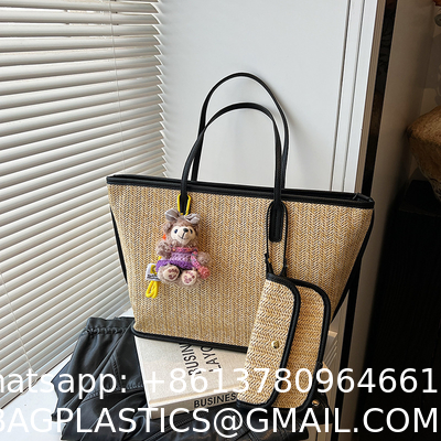Crochet Raffia Pouch Clutch Stylish Straw Wicker Beach Bag For Summer Weddings Parties Bag Mesh Luxury Women Handmade Handbags Raffia Beach Market Shopping Bag