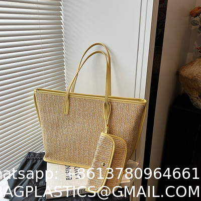 Crochet Raffia Pouch Clutch Stylish Straw Wicker Beach Bag For Summer Weddings Parties Bag Mesh Luxury Women Handmade Handbags Raffia Beach Market Shopping Bag