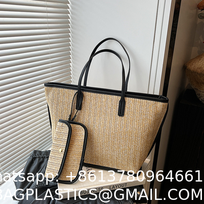 Crochet Raffia Pouch Clutch Stylish Straw Wicker Beach Bag For Summer Weddings Parties Bag Mesh Luxury Women Handmade Handbags Raffia Beach Market Shopping Bag