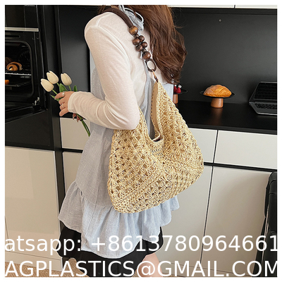 Handbags Raffia Beach Market Shopping Bag Summer Beach Holiday Dress Luxury Lady Casual Underarm Handbag Slouch Crochet Straw Raffia Tote Shopping Travel Bucket Bag