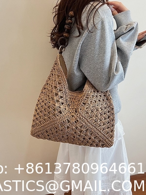 Handbags Raffia Beach Market Shopping Bag Summer Beach Holiday Dress Luxury Lady Casual Underarm Handbag Slouch Crochet Straw Raffia Tote Shopping Travel Bucket Bag