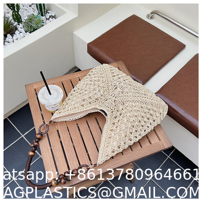 Handbags Raffia Beach Market Shopping Bag Summer Beach Holiday Dress Luxury Lady Casual Underarm Handbag Slouch Crochet Straw Raffia Tote Shopping Travel Bucket Bag