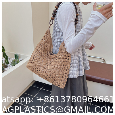 Handbags Raffia Beach Market Shopping Bag Summer Beach Holiday Dress Luxury Lady Casual Underarm Handbag Slouch Crochet Straw Raffia Tote Shopping Travel Bucket Bag