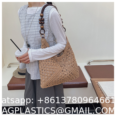 Handbags Raffia Beach Market Shopping Bag Summer Beach Holiday Dress Luxury Lady Casual Underarm Handbag Slouch Crochet Straw Raffia Tote Shopping Travel Bucket Bag