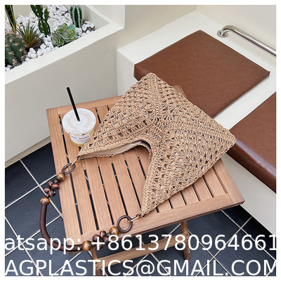 Handbags Raffia Beach Market Shopping Bag Summer Beach Holiday Dress Luxury Lady Casual Underarm Handbag Slouch Crochet Straw Raffia Tote Shopping Travel Bucket Bag