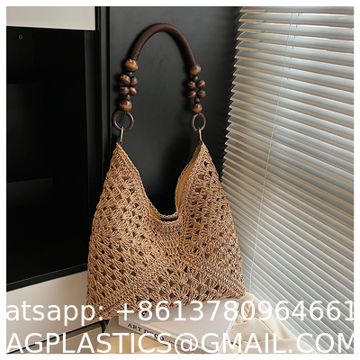 Handbags Raffia Beach Market Shopping Bag Summer Beach Holiday Dress Luxury Lady Casual Underarm Handbag Slouch Crochet Straw Raffia Tote Shopping Travel Bucket Bag