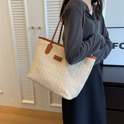 Sustainable Bamboo Bag With Handle, Shopping Bag For Beach Summer Vibe Wholesale Vietnam Handicraft Crochet Raffia Sac Bolsa Mujer Bucket Tote Shoulder Designer Women Straw Bag