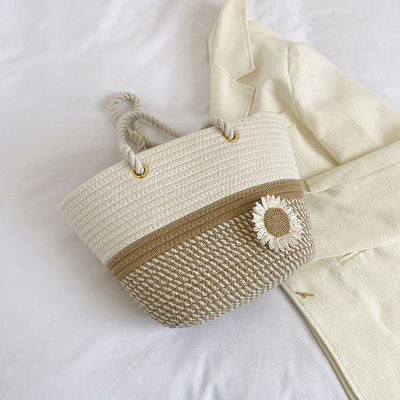 Crochet Raffia Knot Handbags Summer Beach Straw Knot Bag Fashion Summer High Quality Ladies Crochet Raffia Straw Beach Bag Tote Bag Striped Big Hand Bags