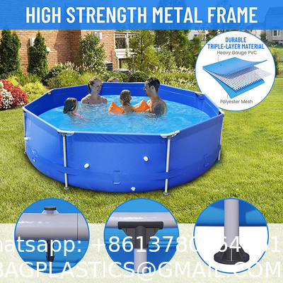 Custom Logo 10 Ft X 30 Inch PVC Family Above Ground Pool Round Metal Frame Swimming Pool Large Summer Backyard