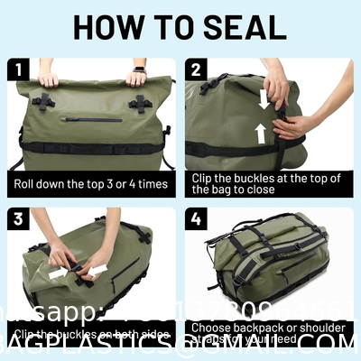 Large Waterproof Duffel Bag Rolltop Dry Backpack Duffle Bags For Kayaking, Rafting, Boating, Swimming, Camping, Travel, Gym, Beach, 60L/80L