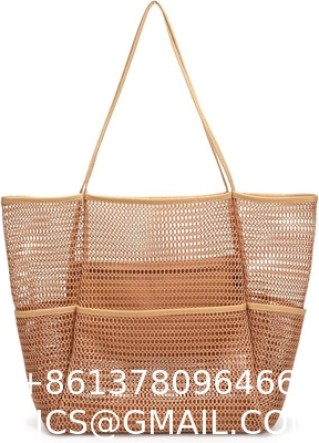 fashion tote bag, beach bag, Hot Sale Large Custom Logo Insulated Tote Foldable Bolso De Playa Eva Mesh Beach Bag Shoulder Handbag Beach Storage Bag