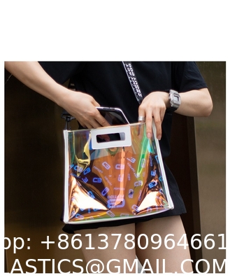 Custom Beach Bag Wholesale Pvc Shopping Bag Luxury Waterproof Holographic Clear Tote Bags With Logo Women Cosmetic Handbags