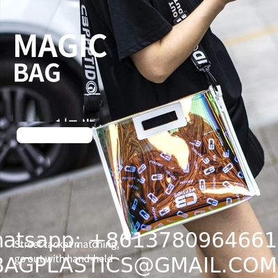 Custom Beach Bag Wholesale Pvc Shopping Bag Luxury Waterproof Holographic Clear Tote Bags With Logo Women Cosmetic Handbags
