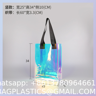Beach Totes Bags For Women Waterproof Iridescent Shoulder Handbags With Phone Pouch Clear Beach Bag, Foldable & Washable Tote Bag For Work Gym Pool, Travel Wedding, Compatible