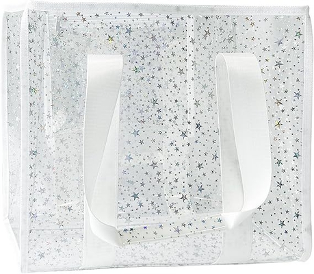 Holographic Iridescent Tote Bag Clear Travel Beach Bag Iridescent Shoulder Bag with Phone Pouch Waterproof Travel Tote for Women Work, Travel, Gym, Beach and Pool