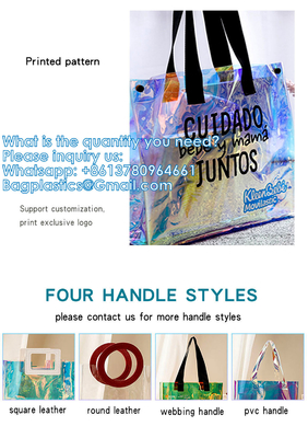 Eco-Friendly Waterproof Convenience Laser Pvc Beach Tote Bag Tote Pvc Bag Customizable Purses Ladies Transparent Jelly Tote Handbags Women PVC Hand Bags