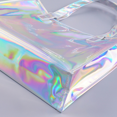 Hot Sale Gift Custom Color Logo Foldable Transparent Waterproof Holographic Shopping Clear TotePvc Tote Waterproof Transparent Shoulder Jelly Custom Pvc Shopping Holographic Bag Clear Laser Handbag