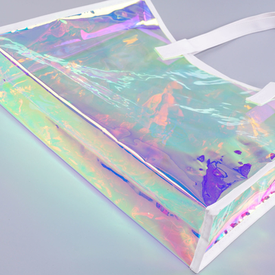 Hot Sale Gift Custom Color Logo Foldable Transparent Waterproof Holographic Shopping Clear TotePvc Tote Waterproof Transparent Shoulder Jelly Custom Pvc Shopping Holographic Bag Clear Laser Handbag
