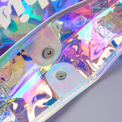 Beach Bag Waterproof Clear Jelly Candy Color Transparent PVC Tote Shopping Bag Custom Logo Pvc Clear Laser Gift Bag For Women Waterproof Transparent Holographic Packaging Summer Beach Pvc Tote