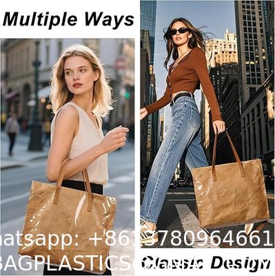 Sustainable Recyclable Tote Bag For Women, TPU Waterproof And Tyvek Paper Material Casual Shoulder Bag Handbag For Work, Travel, Gym